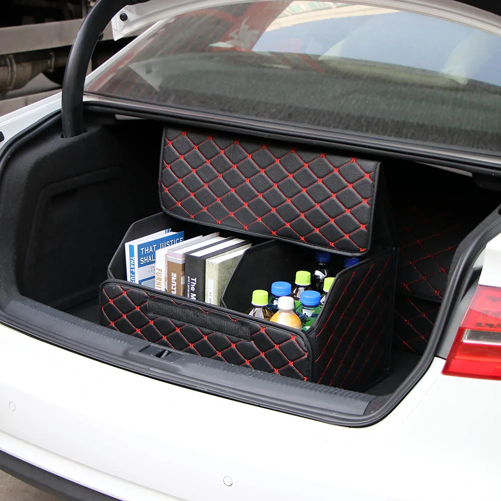 Foldable Car Storage Box PU Leather with non-woven fabric Waterproof Automobiles - £20.80 GBP