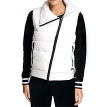 DKNY Womens Asymmetrical Zip Down Filled Vest Size Medium Color White - $94.00
