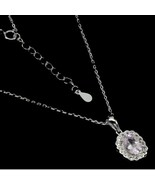 Natural Oval Pink Morganite 8x6mm White Topaz 925 Sterling Silver Neckla... - £118.27 GBP