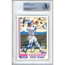 Steve Yeager Los Angeles Dodgers Auto 1982 Topps Baseball Signed BAS Auth Slab - £79.08 GBP