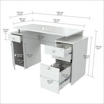 51" White Computer Desk With Five Drawers - $11,806.78 MXN