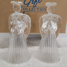 Vintage Avon Glowing Angel Crystal Candlesticks 1992 SET OF 2 WITH BOX 2... - $12.22