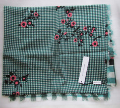 Marc Jacobs Scarf Pop Bouquet Gingham Teal Cotton Silk New $195 - $143.55