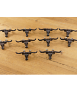 10 RUSTIC LONGHORN STEER COW DRAWER HANDLES PULLS 4 1/2&quot; CAST IRON BROWN... - €26,04 EUR