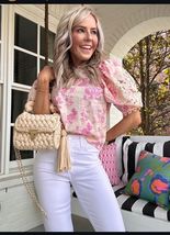 Avara Knox Floral Puff Sleeve Top Small - $38.61