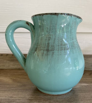 Pottery Art Ceramic Pitcher Water Jug Flower Vase Made in Italy Rustic Blue New - £24.04 GBP