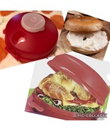 NEW TUPPERWARE BAGEL CREAM CHEESE KEEPER FOR ON THE GO  RED W/SHEER SMIDGET - $9.89