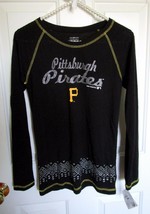 MLB Pittsburg Pirates Youth Girls T Shirt Large 14 Henley Long Sleeve Black - £11.88 GBP