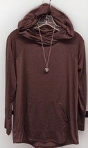 Nwt Lu La Roe Medium Solid Merlot Maroon Jersey Knit Amber Hooded Sweatshirt - $46.00