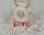 RARE Carters Ring Lovey Security Pink Blanket White Lamb Rattle Flowers ... - £12.30 GBP