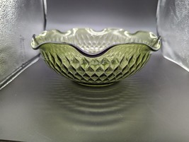 Indiana Glass &quot;Diamond Point&quot; 10” Serving Bowl - Depression Avocado Green - £11.47 GBP