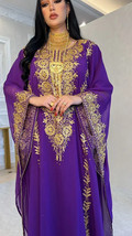 Casual Gown Purple Long Bridesmaid Moroccan Kaftan Maxi Royal Dubai Dress Abaya - £40.71 GBP
