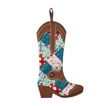 Pioneer Woman Cowgirl Boot Christmas Stocking Holiday Floral Patchwork NEW - £17.60 GBP