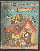 Walt Disney's Coloring Book #113 1954-Dell-Mickey-Donald-Dumbo-Goofy-Doc-Slee... - $22.55