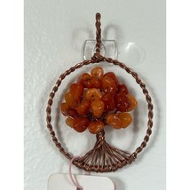 Handmade Wirewrapped Copper and Orange Quartz Tree of life 3.5x2”Wall Decor  - $34.65