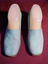 Sears The Shoe Place;Aqua Canvas 1½&quot; Fiber Wedge Heels;8b;Style 17798;Vi... - £7.83 GBP