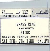 Biglietto Del Concerto Degli Sting 20 Febbraio 1988 Detroit Michigan - £32.27 GBP