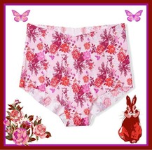 XL Pink Bunny Floral NO SHOW Edges Victorias Secret High Waist Midi Brief Pantie - £9.99 GBP