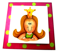 Princess Wooden Wall Plaque Pink w/Green Polka Dots Girl Crown Cute Room... - $10.39