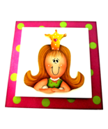 Princess Wooden Wall Plaque Pink w/Green Polka Dots Girl Crown Cute Room... - £8.12 GBP