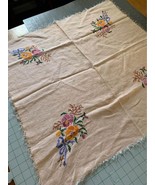 Vintage Cross stitched Tablecloth 28” x 30” - £17.93 GBP