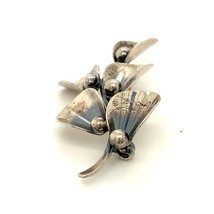 Vintage Signed Sterling NE Niels Erik From Denmark Floral Lily Abstract Brooch - £51.28 GBP
