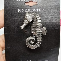Canada Seagull Pewter Signed Seahorse Brooch Pin Silver Tone - £15.68 GBP