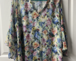 APNY Flutter Sleeve Semi Sheer Blouse Womens Size Xtra Large Multicolor ... - $14.76