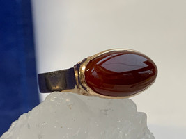 Antique 14K Rose Gold Carnelian Ring 8.17g Fine Jewelry Size 6.5 Band Oval Bezel - £553.91 GBP