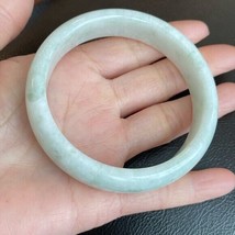 White Jade Bangle Bracelet D Shaped 59mm width 15mm - JH21 - £126.68 GBP