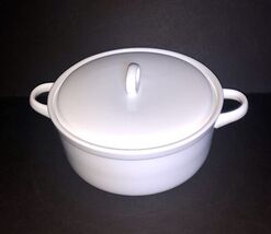 Crate &amp; Barrel Lucerne White Casserole Baking Dish Lidded Double Handles... - $27.00