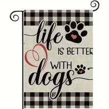 New Life Is Better With Dogs Garden Flag 12&quot;X18&quot; Welcome Hanging Decor - £4.42 GBP