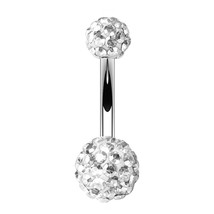 1PCS Stainless Steel Round Cz Crystal Disco Ball Belly Button Ring 14G Gltter Be - £9.53 GBP