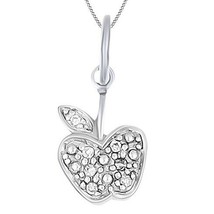 0.05CT Rond Naturel Diamant Mini Apple Pendentif Collier 14K Plaqué or Blanc - £89.77 GBP