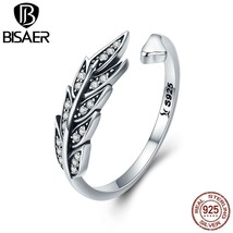Authentic 100% 925 Sterling Silver Angel Feather Adjustable Wings Finger Ring Wo - £13.31 GBP