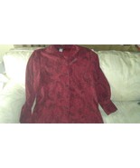 Sag Harbor Petite Women 10 Red Maroon Paisley Button Up Collared Shirt L... - £14.09 GBP