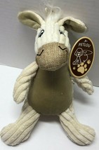 Petlou Pet Lou Natural DONKEY 10&quot; Squeeky Crinkly Rope Tail Plush Dog Pup Toy - £13.65 GBP