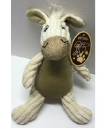 Petlou Pet Lou Natural DONKEY 10&quot; Squeeky Crinkly Rope Tail Plush Dog Pu... - £13.42 GBP
