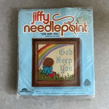 1981 Jiffy Needlepoint God Keep You Kit #5555 NIP Vintage 5&quot; x 5&quot; - $19.34