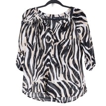 Westbound Blouse Shirt Womens PL Petite L Zebra Black White Cream 3/4 Sleeve - £16.17 GBP