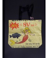 Blonde Mermaid Recycled Feed Bag Lg Yellow Tote Made in Cambodia WFTO Fa... - £17.92 GBP