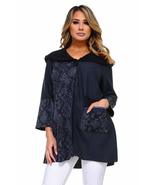 Women&#39;s Black/Blue Patchwork Snake Print One-Button Closure Cardigan Jac... - $88.19
