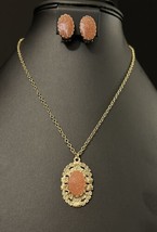 Vtg Goldstone 18” Necklace Clip-On Earrings Set J206 - $23.36