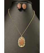 Vtg Goldstone 18” Necklace Clip-On Earrings Set J206 - $433.11 MXN