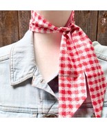 Red White Checkered Western Skinny Cowgirl Mini Wild Rag Scarf Necktie - $345.63 MXN