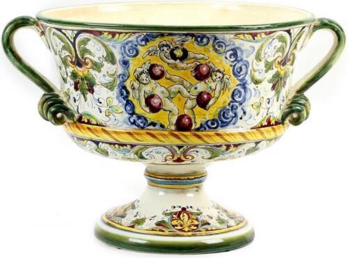 Bowl MAJOLICA MEDICI DERUTA Tuscan Italian Footed Large Ceramic Hand-Crafted - £1,935.02 GBP