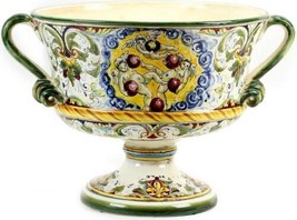 Bowl MAJOLICA MEDICI DERUTA Tuscan Italian Footed Large Ceramic Hand-Cra... - £1,929.66 GBP