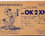 QSL Card OK2XH Prague Czechoslovakia Duck Holding Microphone 1949 - $8.91