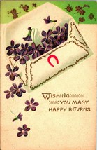 New Years Wishin gYou Many Happy Returns Envelope Flowers Postcard 1907 UDB - £3.12 GBP