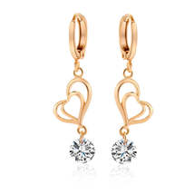 Clear Cubic Zirconia &amp; 18K Gold-Plated Open Heart Drop Earrings - £11.14 GBP